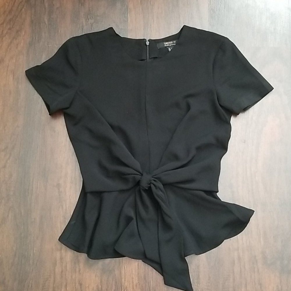 Tie waist peplum blouse